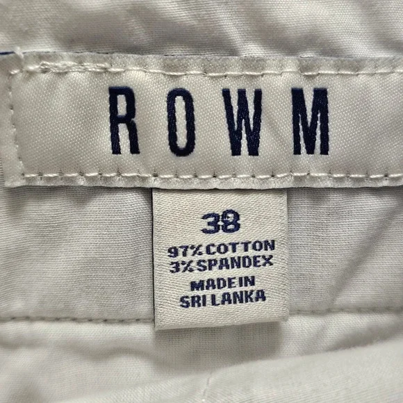 ROWM Mens Size 38 Geometric Micro Print Chino Shorts Grey White Stretch Cotton - Picture 4 of 6